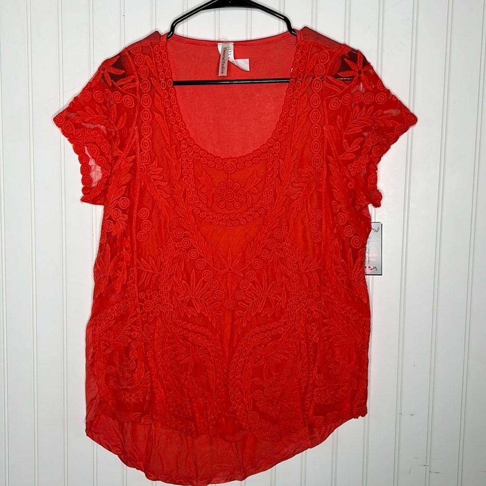 Orange Mesh Front Tunic Size Large